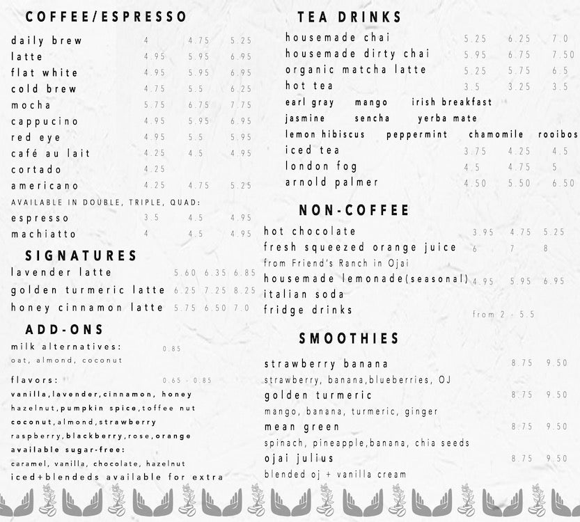 menu – Ojai Coffee Roasters
